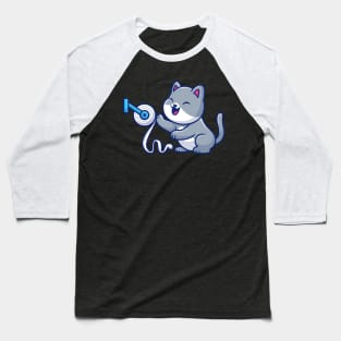 Cute cat with toilet tissue paper roll cartoon Baseball T-Shirt